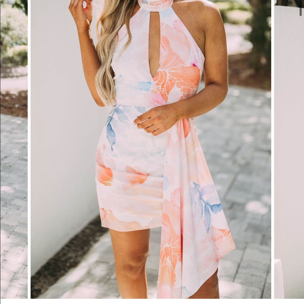 Floral High Neck Dress